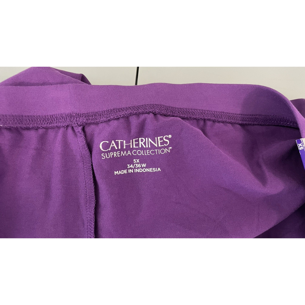 NWT Catherines Suprema Collection Cotton Knit Capri Pants Purple 5X (34/36) - Picture 6 of 12